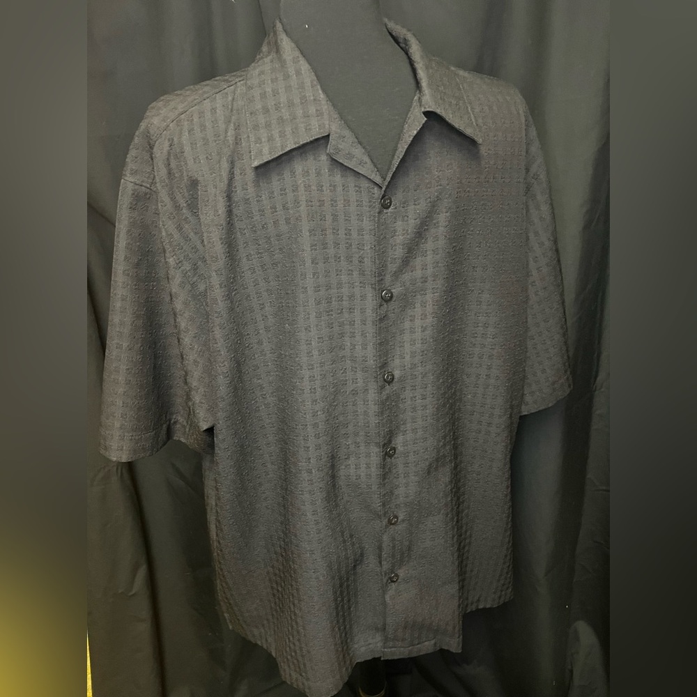 Casual Black Textured Button Down visivo Men’s XXL